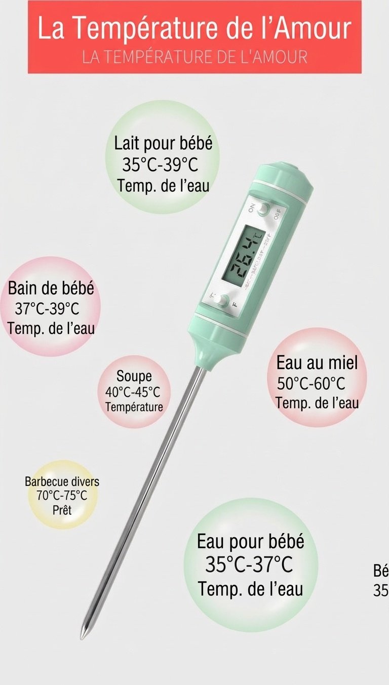 Thermomètre de cuisine numérique MISUTA, thermomètre à lecture instantanée pour le lait et les aliments de bébé, avec sonde et écran LCD, vert macaron.