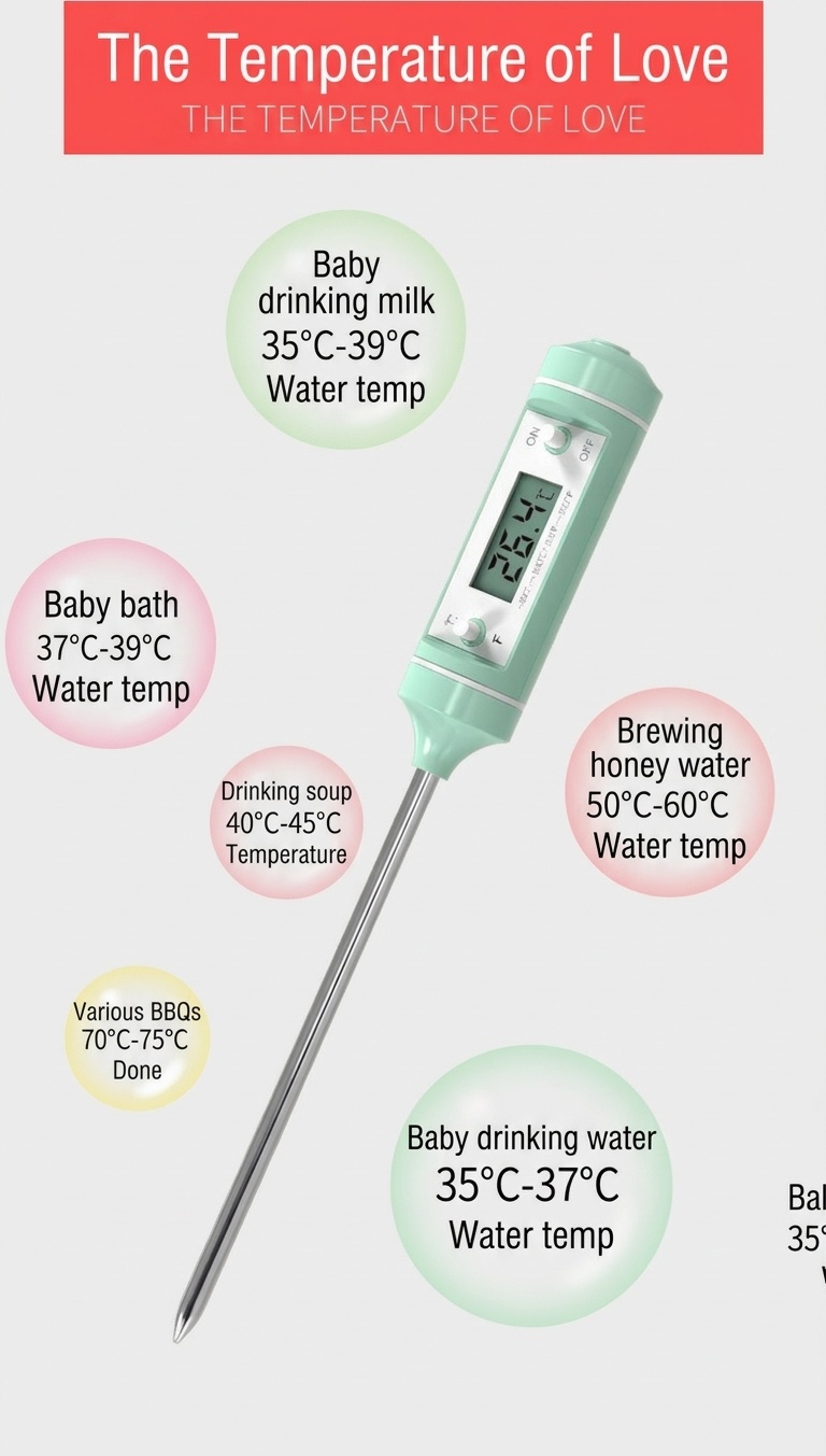Termometro digitale da cucina MISUTA, termometro a lettura istantanea per latte artificiale e alimenti con sonda LCD, colore verde macaron.
