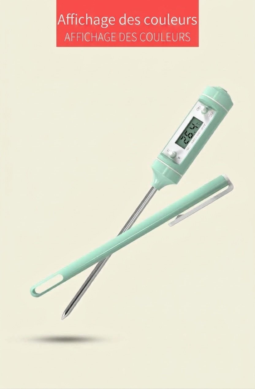 Thermomètre de cuisine numérique MISUTA, thermomètre à lecture instantanée pour le lait et les aliments de bébé, avec sonde et écran LCD, vert macaron.