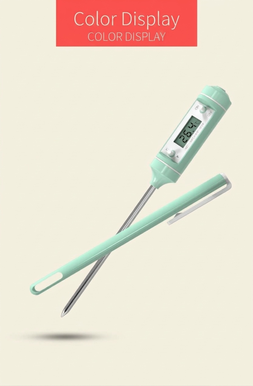 Termometro digitale da cucina MISUTA, termometro a lettura istantanea per latte artificiale e alimenti con sonda LCD, colore verde macaron.