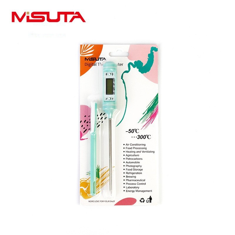 Termometro digitale da cucina MISUTA, termometro a lettura istantanea per latte artificiale e alimenti con sonda LCD, colore verde macaron.
