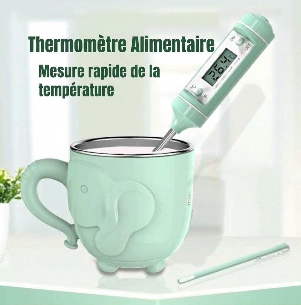 Thermomètre de cuisine numérique MISUTA, thermomètre à lecture instantanée pour le lait et les aliments de bébé, avec sonde et écran LCD, vert macaron.