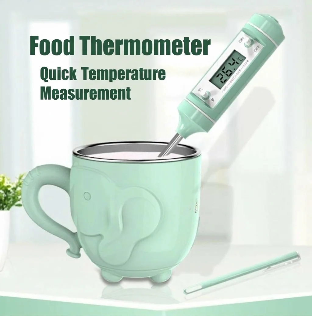 Termometro digitale da cucina MISUTA, termometro a lettura istantanea per latte artificiale e alimenti con sonda LCD, colore verde macaron.