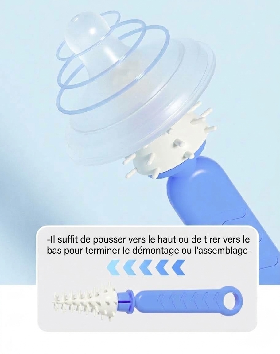 Ensemble de 5 brosses de nettoyage en silicone pour biberons MISUTA avec égouttoir, embout multifonctionnel pour tétine et paille, et support pour brosse à biberon