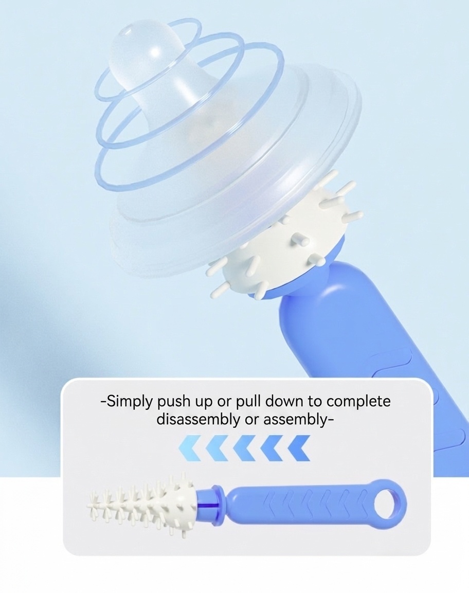 Set di 5 spazzolini in silicone per la pulizia dei biberon MISUTA con supporto per l'asciugatura, spazzolino multifunzionale per tettarelle, cannucce e biberon.