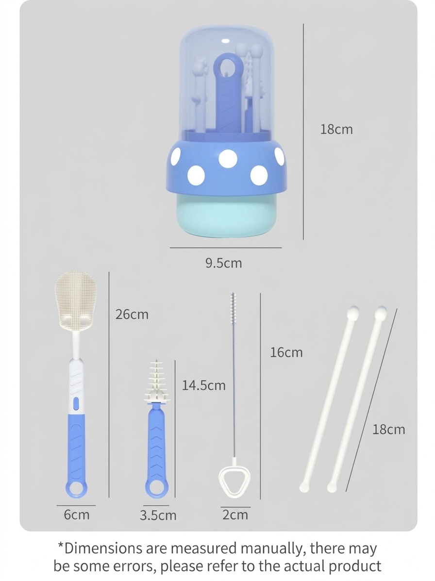 Set di 5 spazzolini in silicone per la pulizia dei biberon MISUTA con supporto per l'asciugatura, spazzolino multifunzionale per tettarelle, cannucce e biberon.