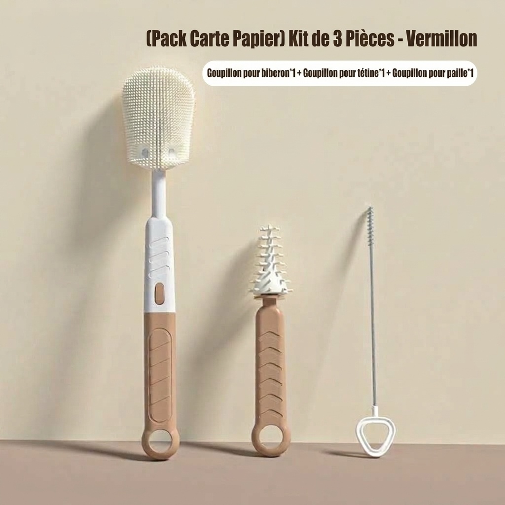 Ensemble de 5 brosses de nettoyage en silicone pour biberons MISUTA avec égouttoir, embout multifonctionnel pour tétine et paille, et support pour brosse à biberon