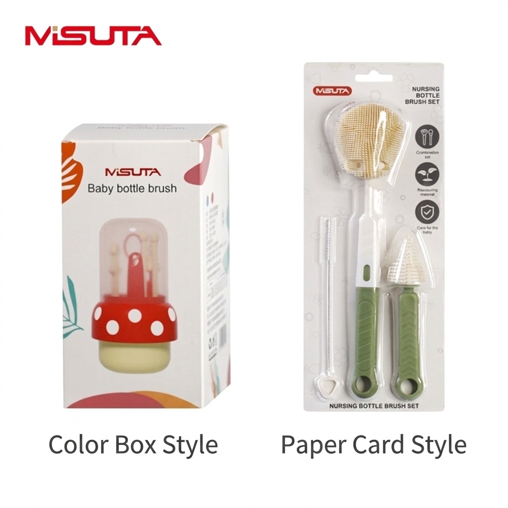 Set di 5 spazzolini in silicone per la pulizia dei biberon MISUTA con supporto per l'asciugatura, spazzolino multifunzionale per tettarelle, cannucce e biberon.