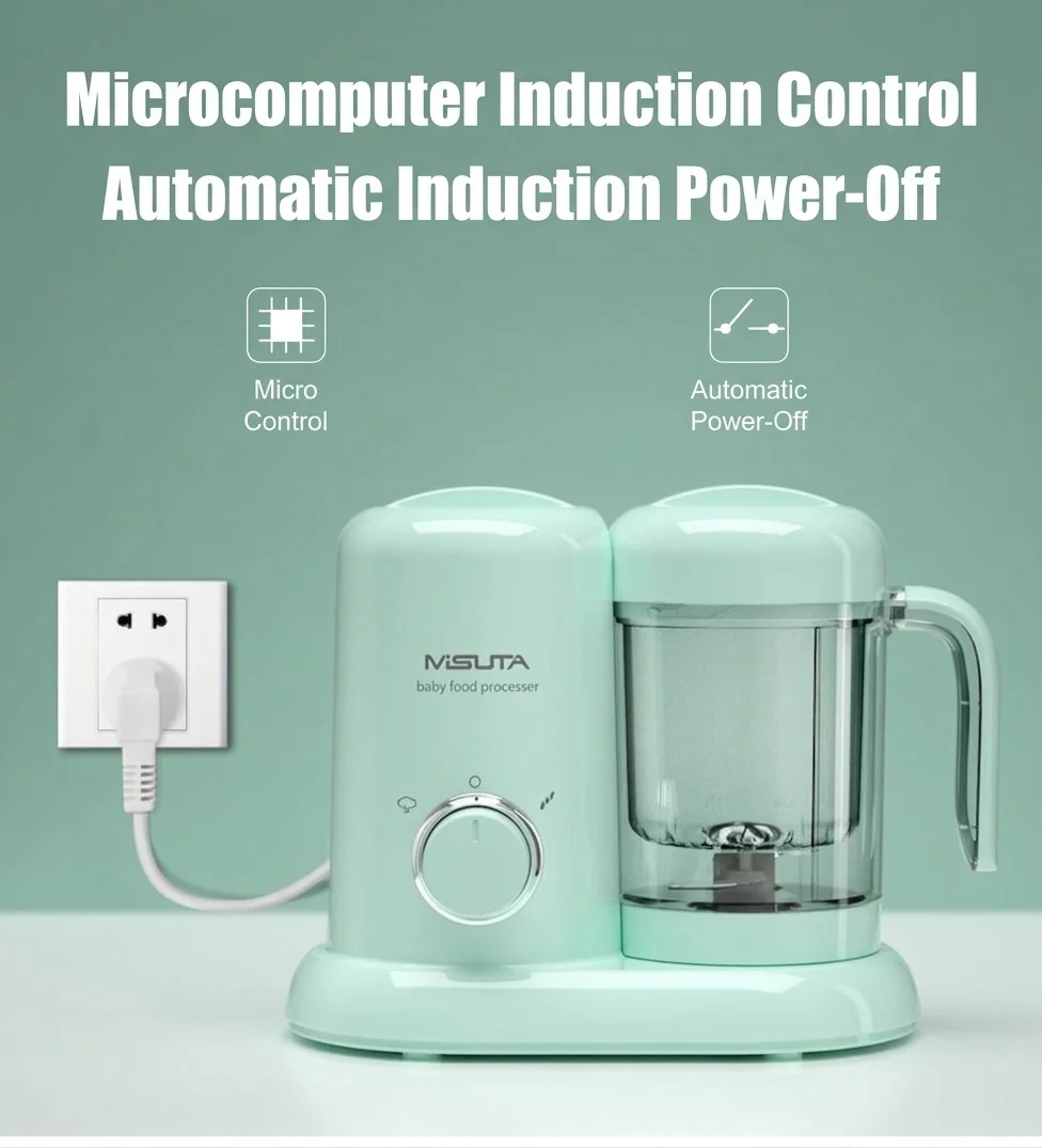 MISUTA Robot da cucina 3 in 1 per pappe, vaporiera compatta, frullatore e omogeneizzatore con tazza in Tritan senza BPA e serbatoio in acciaio inox