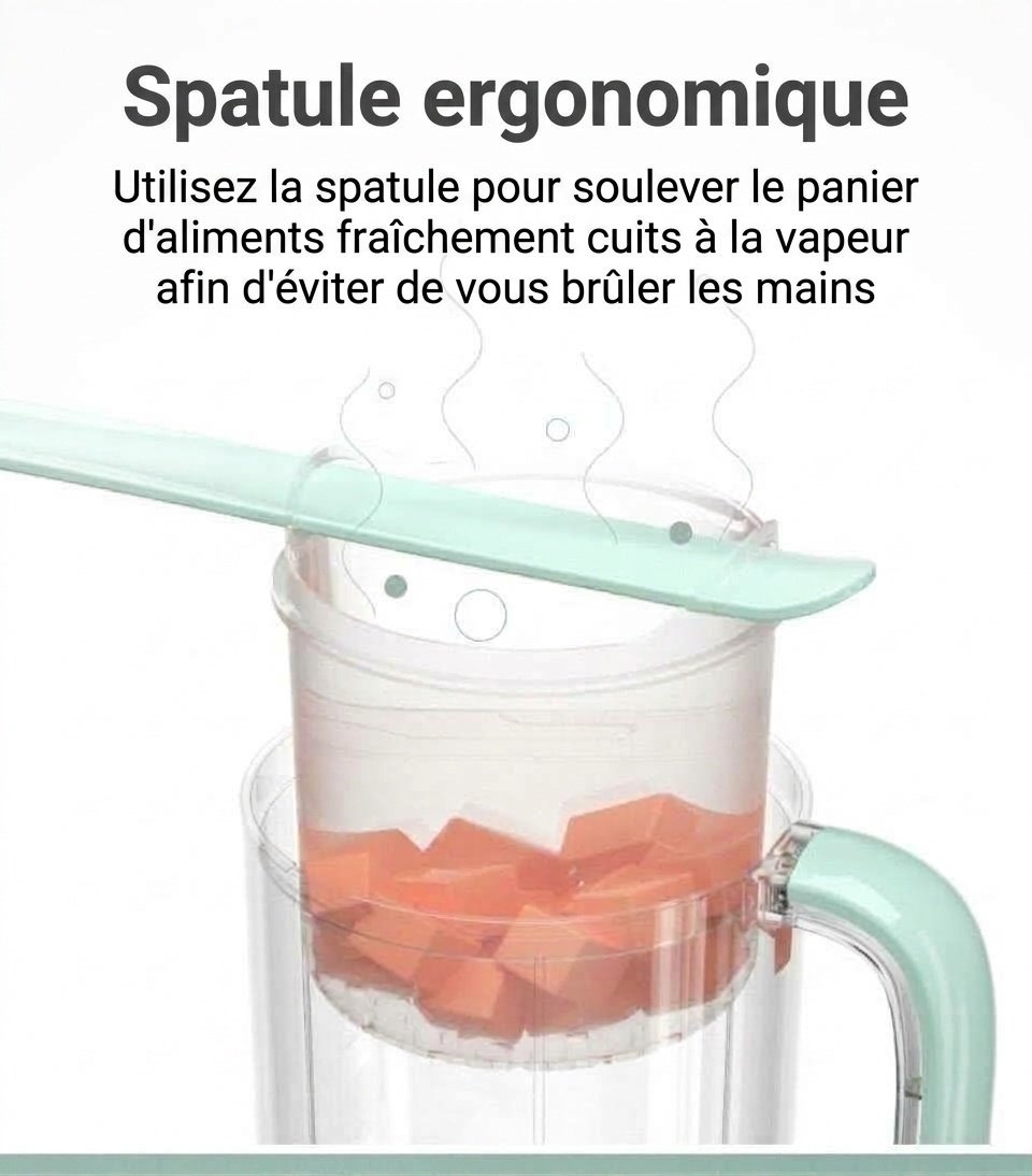 Robot culinaire 3 en 1 MISUTA pour bébé : cuiseur vapeur compact, mixeur et mixeur, avec bol en Tritan sans BPA et réservoir en acier inoxydable.