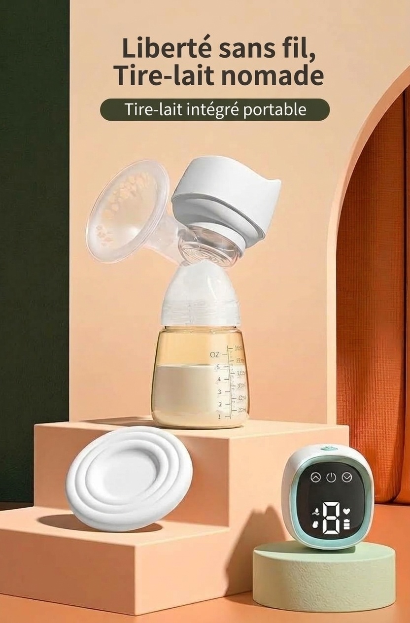 Tire-lait électrique sans fil MISUTA, tire-lait portable mains libres avec modes massage doux et expression, biberon de 180 ml