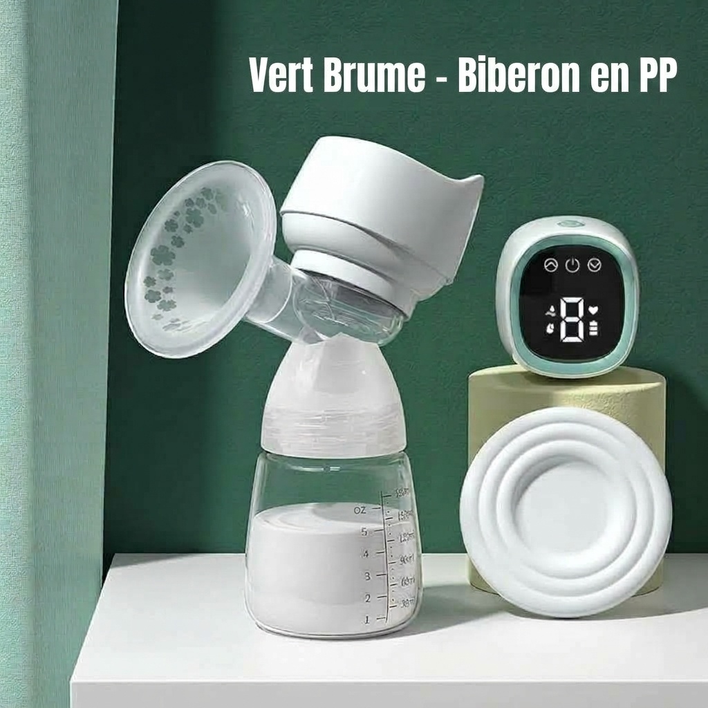 Tire-lait électrique sans fil MISUTA, tire-lait portable mains libres avec modes massage doux et expression, biberon de 180 ml