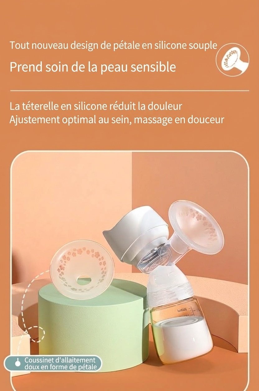 Tire-lait électrique sans fil MISUTA, tire-lait portable mains libres avec modes massage doux et expression, biberon de 180 ml
