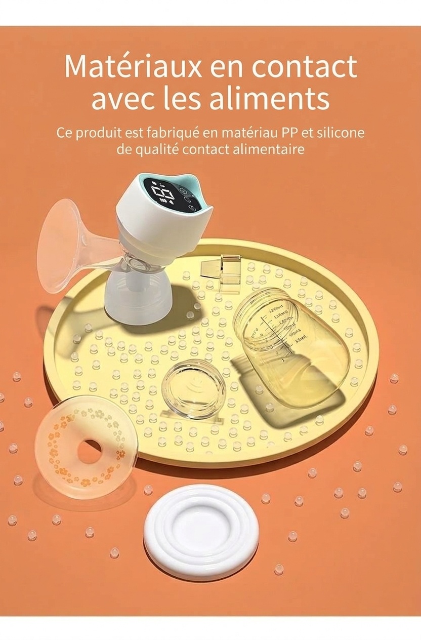 Tire-lait électrique sans fil MISUTA, tire-lait portable mains libres avec modes massage doux et expression, biberon de 180 ml