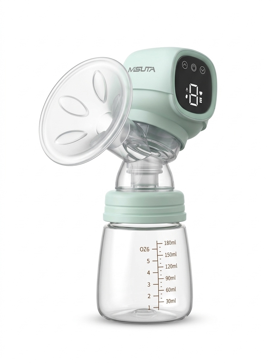 Tiralatte elettrico senza fili MISUTA, portatile, a mani libere, con modalità massaggio delicato ed estrazione, biberon da 180 ml.