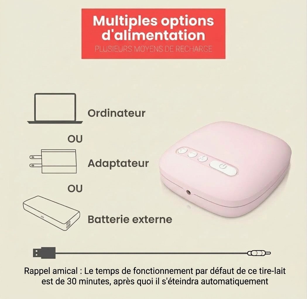 Tire-lait électrique MISUTA, tire-lait simple à 9 niveaux d'aspiration réglable avec système anti-reflux, alimenté par USB (150 ml)