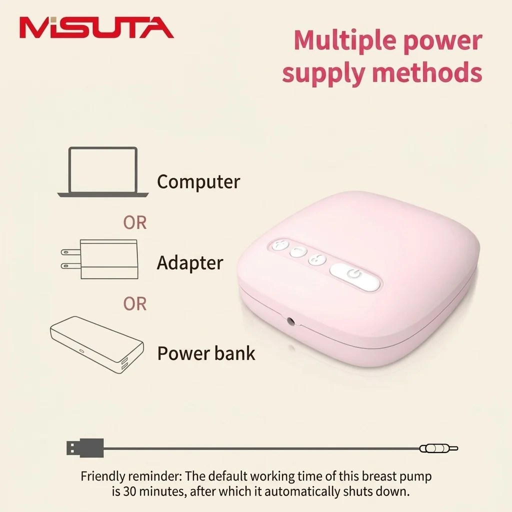 Tiralatte elettrico MISUTA, con aspirazione regolabile su 9 livelli, sistema anti-reflusso, alimentazione USB (150 ml)