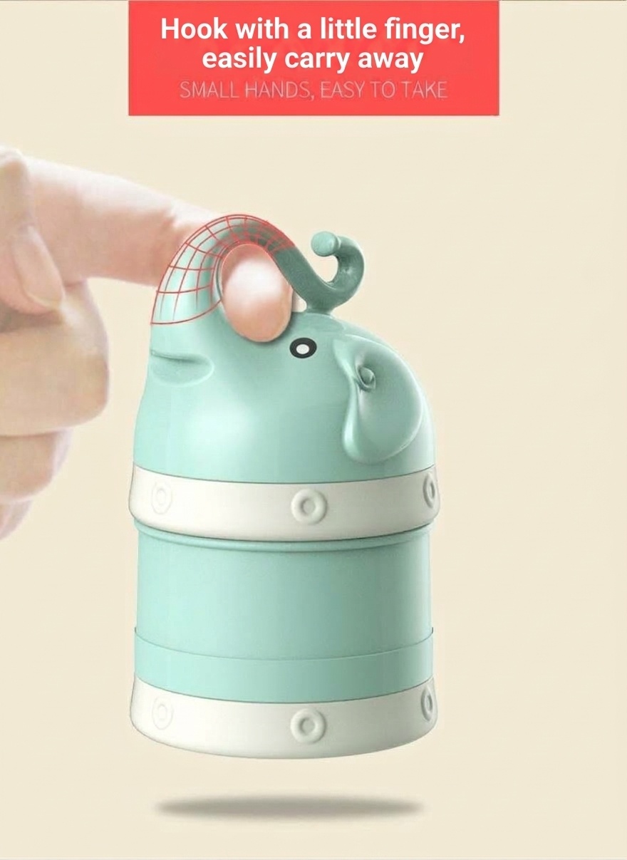 Dispenser impilabile per latte artificiale MISUTA, contenitore portatile a 3 livelli per latte in polvere e snack con beccuccio a imbuto.