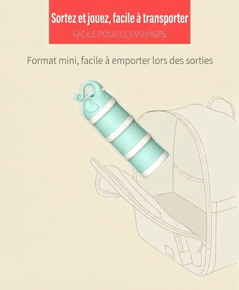 Distributeur de lait infantile empilable MISUTA, récipient portable à 3 niveaux pour lait en poudre et collations avec bec verseur en forme d'entonnoir