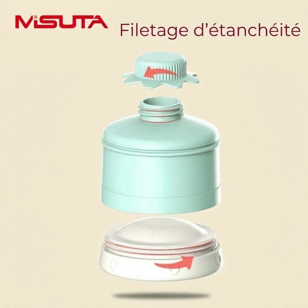Distributeur de lait infantile empilable MISUTA, récipient portable à 3 niveaux pour lait en poudre et collations avec bec verseur en forme d'entonnoir