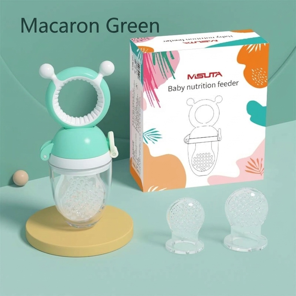 Ciuccio per neonati MISUTA Push-Up, in silicone senza BPA, ideale come alimentatore e giocattolo per la dentizione, con 3 sacchetti di ricambio.