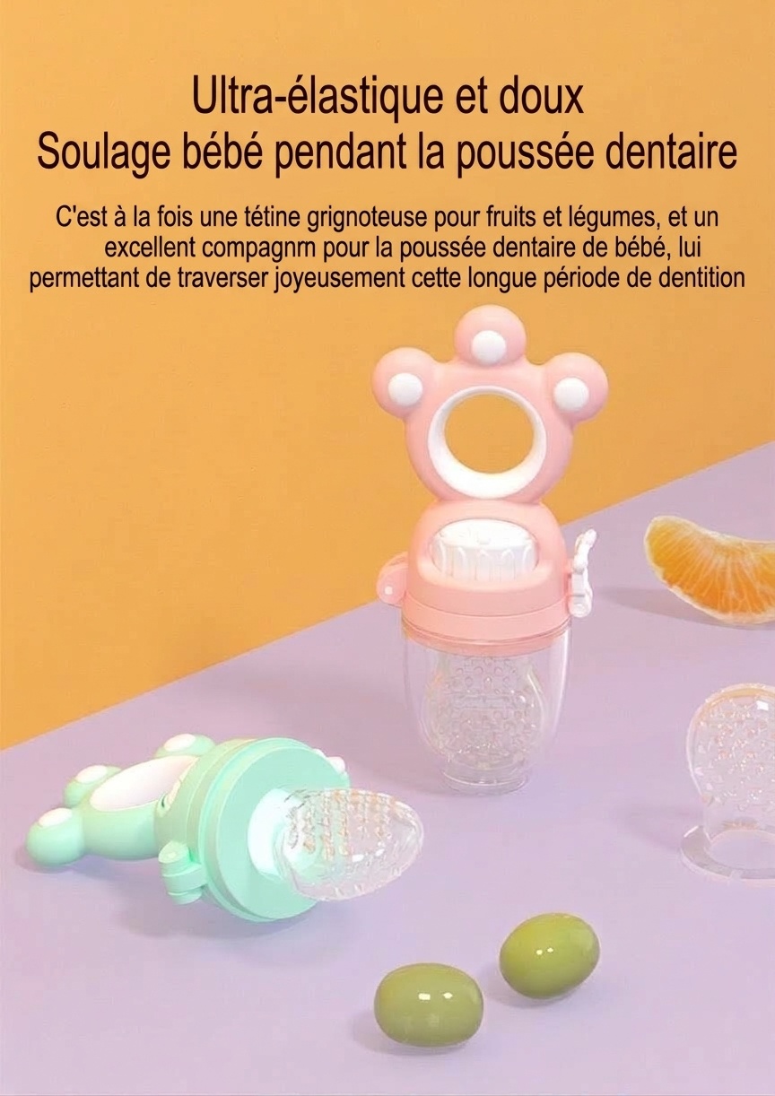 Tétine-aliments pour bébé MISUTA Push-Up, en silicone sans BPA, avec 3 sachets de rechange.