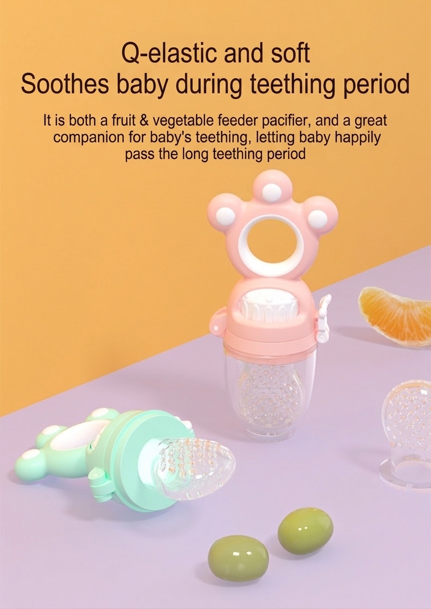 Ciuccio per neonati MISUTA Push-Up, in silicone senza BPA, ideale come alimentatore e giocattolo per la dentizione, con 3 sacchetti di ricambio.