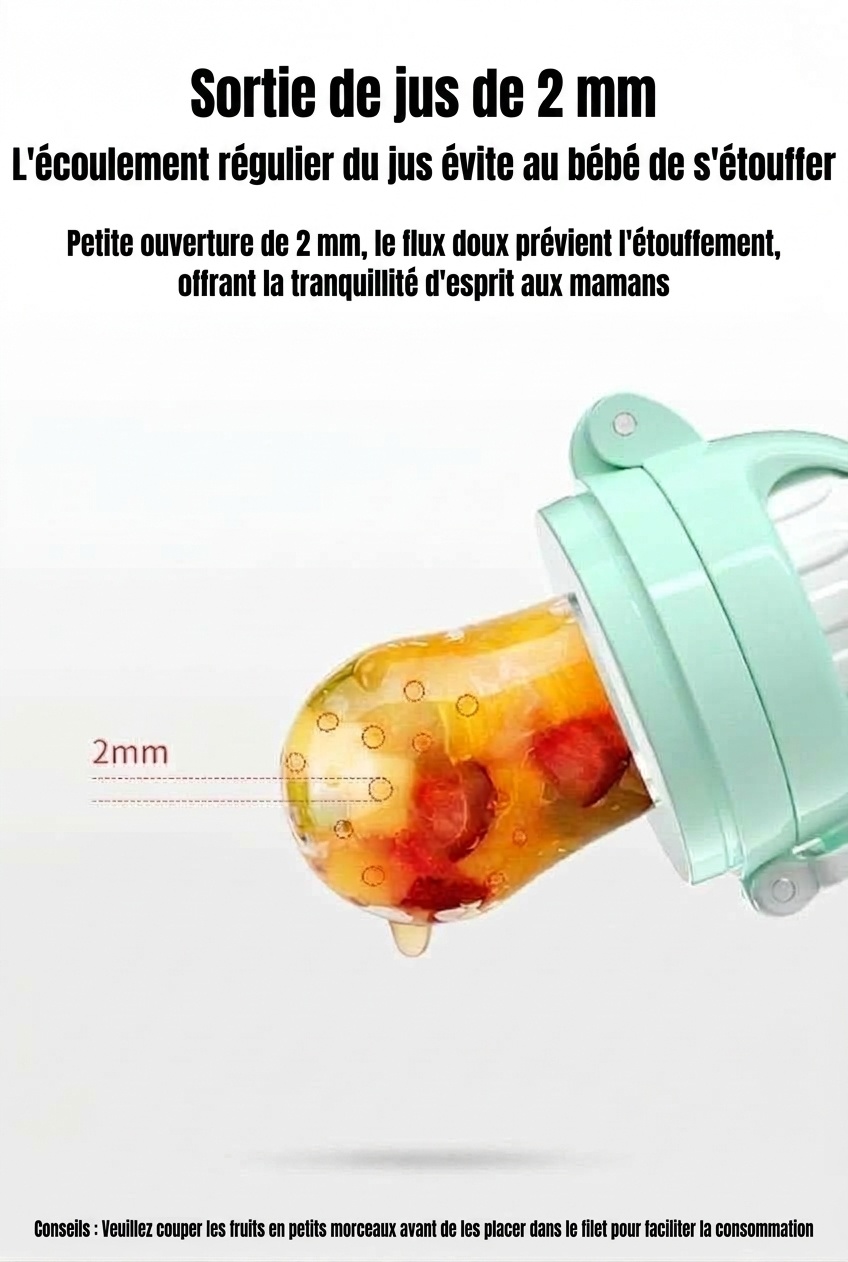 Tétine-aliments pour bébé MISUTA Push-Up, en silicone sans BPA, avec 3 sachets de rechange.