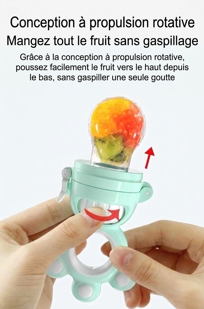 Tétine-aliments pour bébé MISUTA Push-Up, en silicone sans BPA, avec 3 sachets de rechange.