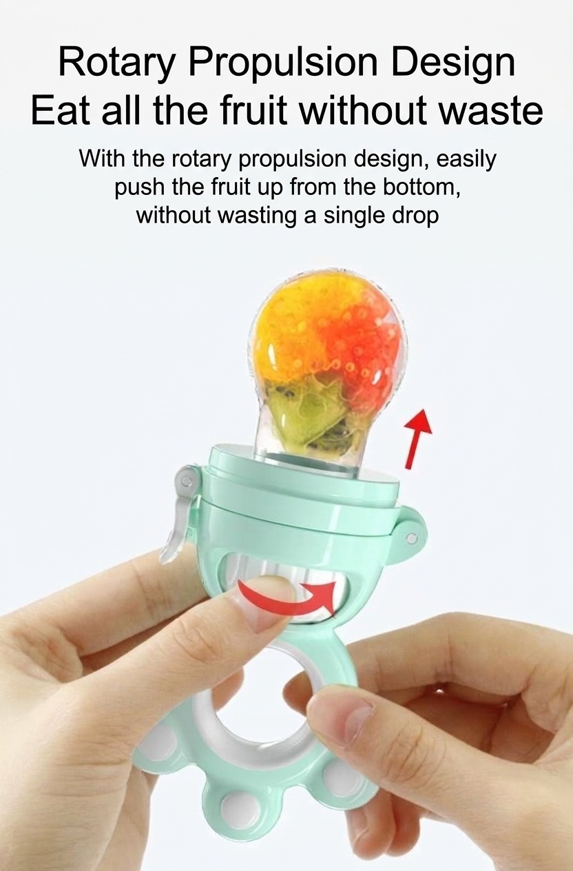 Ciuccio per neonati MISUTA Push-Up, in silicone senza BPA, ideale come alimentatore e giocattolo per la dentizione, con 3 sacchetti di ricambio.