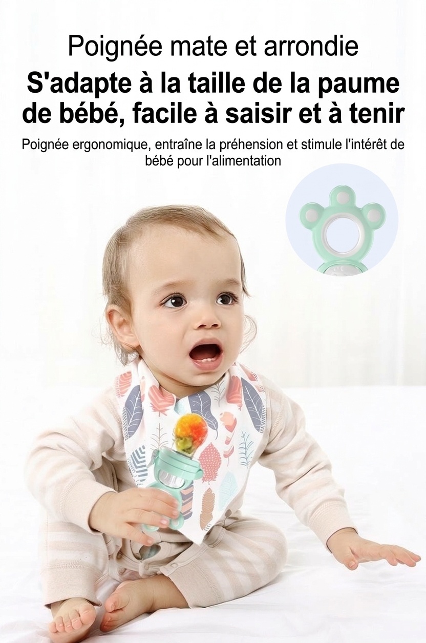 Tétine-aliments pour bébé MISUTA Push-Up, en silicone sans BPA, avec 3 sachets de rechange.