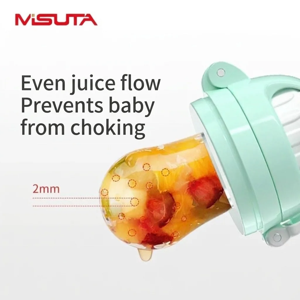 Ciuccio per neonati MISUTA Push-Up, in silicone senza BPA, ideale come alimentatore e giocattolo per la dentizione, con 3 sacchetti di ricambio.