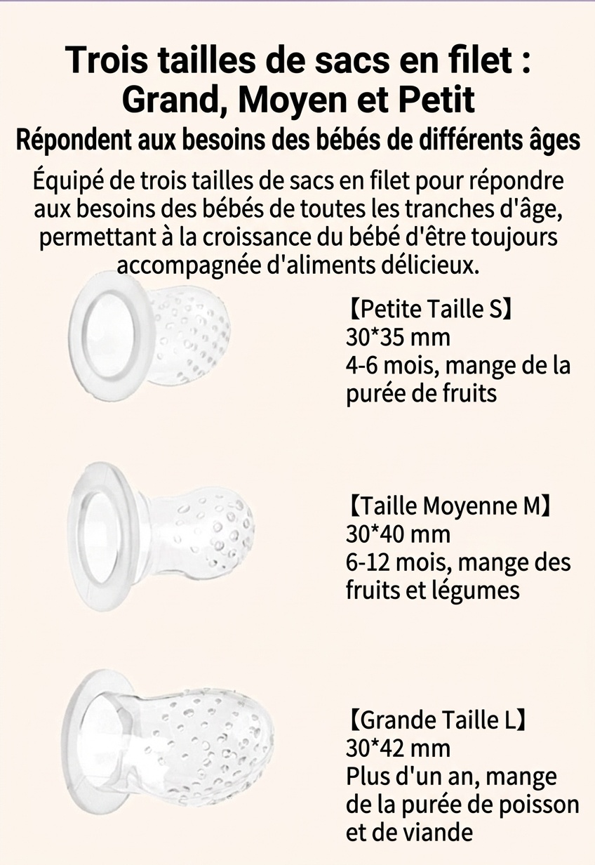 Tétine-aliments pour bébé MISUTA Push-Up, en silicone sans BPA, avec 3 sachets de rechange.