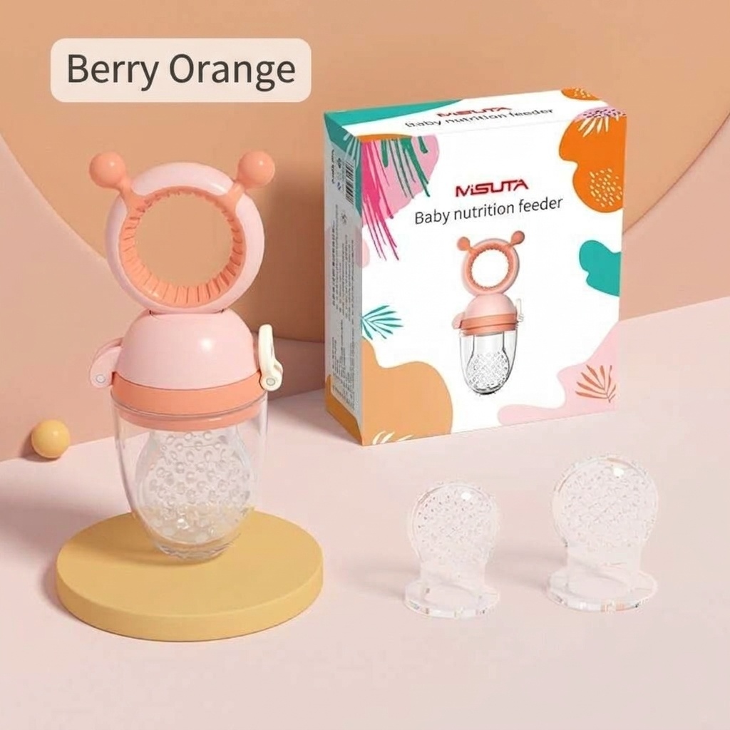 Ciuccio per neonati MISUTA Push-Up, in silicone senza BPA, ideale come alimentatore e giocattolo per la dentizione, con 3 sacchetti di ricambio.