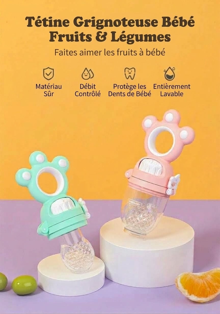 Tétine-aliments pour bébé MISUTA Push-Up, en silicone sans BPA, avec 3 sachets de rechange.