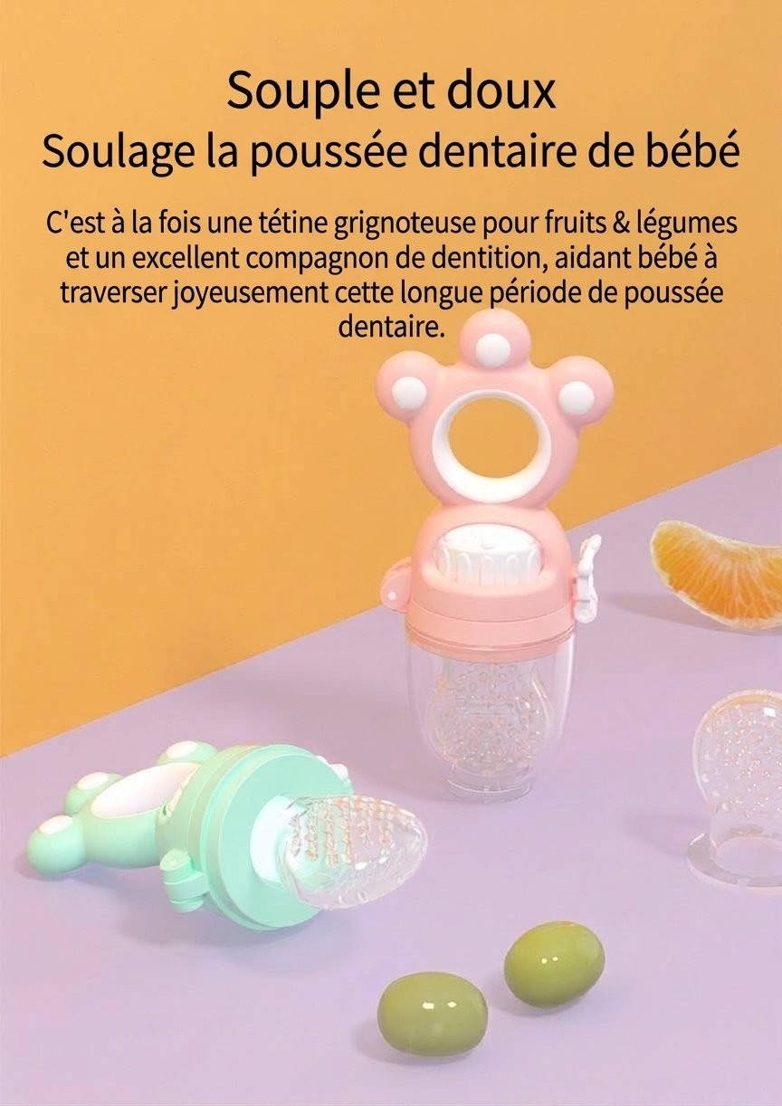 Tétine-aliments pour bébé MISUTA Push-Up, en silicone sans BPA, avec 3 sachets de rechange.
