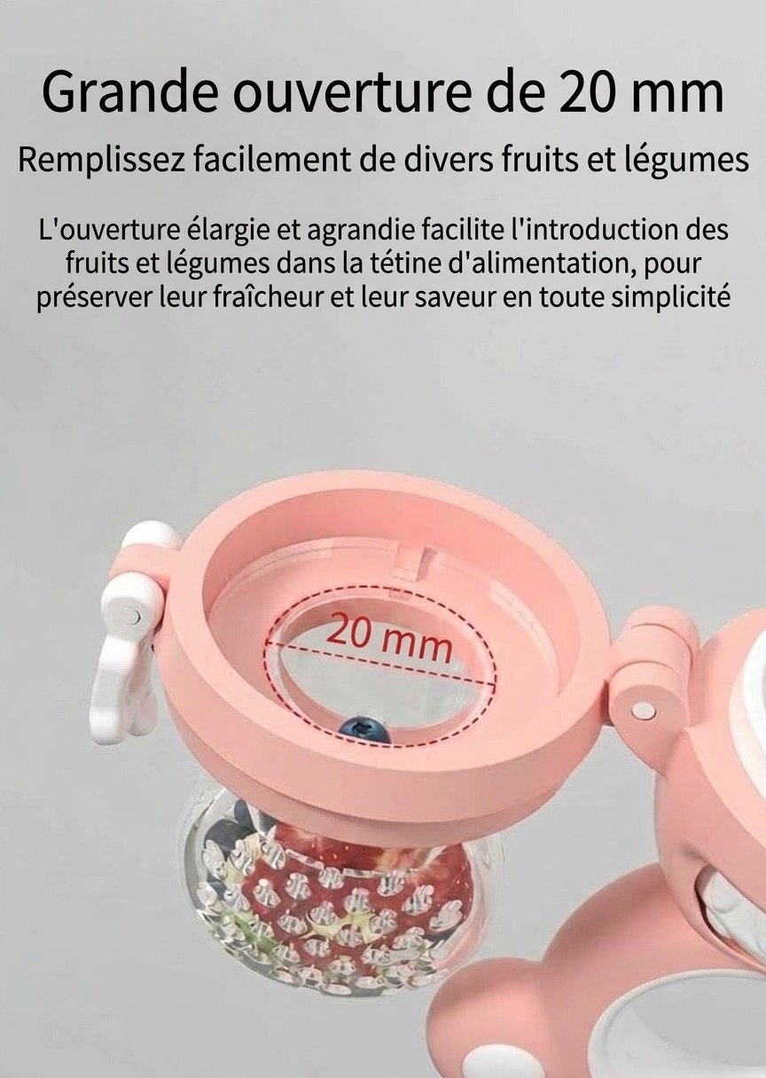 Tétine-aliments pour bébé MISUTA Push-Up, en silicone sans BPA, avec 3 sachets de rechange.