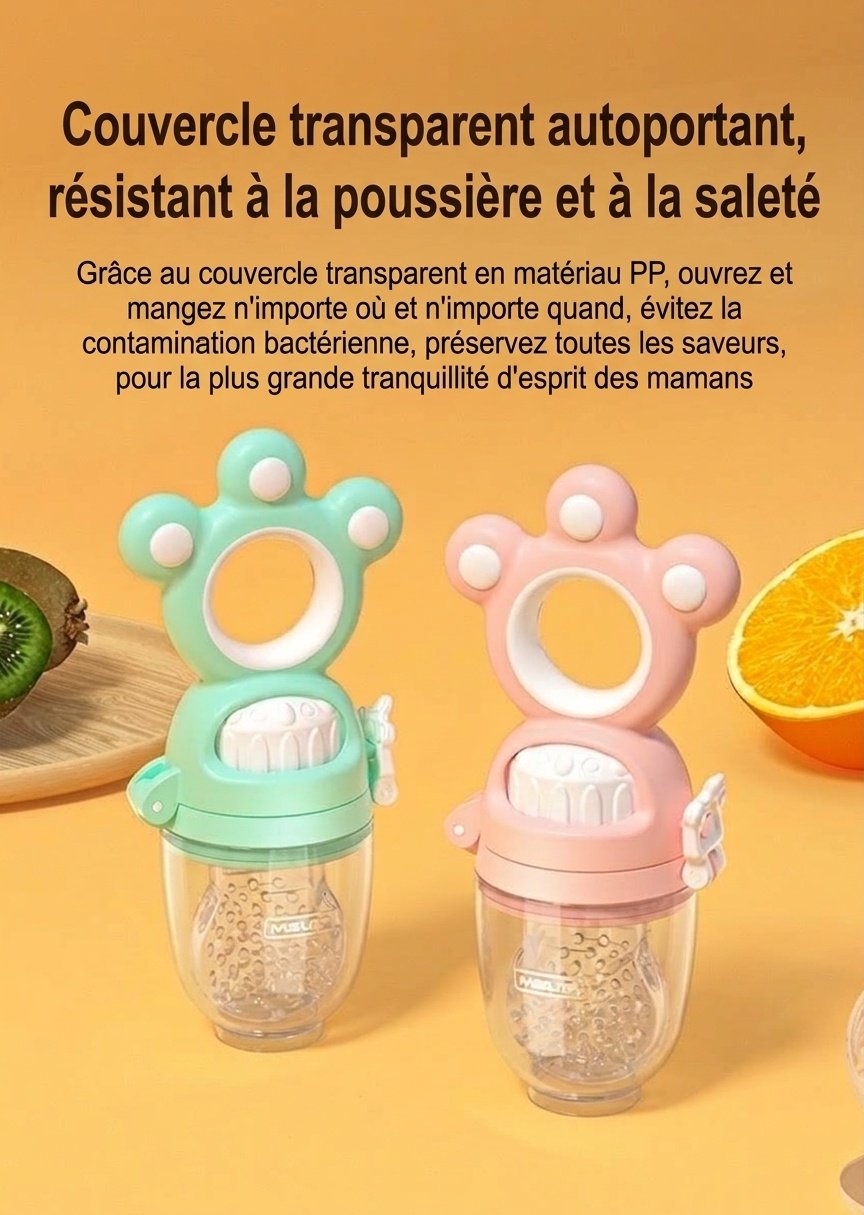 Tétine-aliments pour bébé MISUTA Push-Up, en silicone sans BPA, avec 3 sachets de rechange.