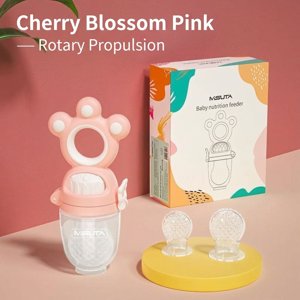 Ciuccio per neonati MISUTA Push-Up, in silicone senza BPA, ideale come alimentatore e giocattolo per la dentizione, con 3 sacchetti di ricambio.