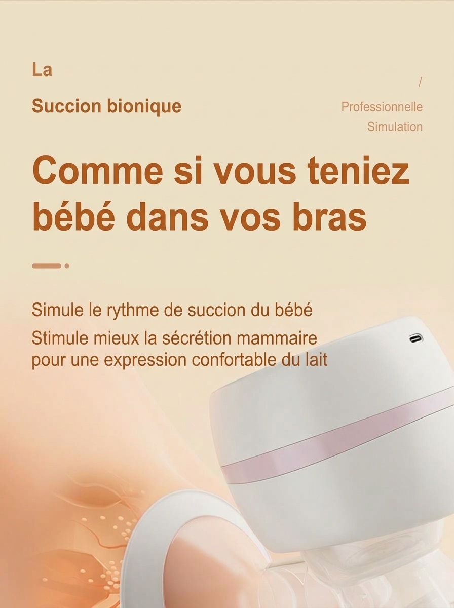 Tire-lait électrique portable sans fil MISUTA, 180 ml, mains libres, avec modes massage et expression, batterie 1200 mAh