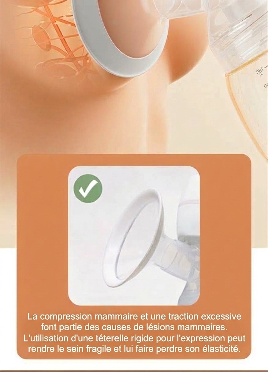 Tire-lait électrique portable sans fil MISUTA, 180 ml, mains libres, avec modes massage et expression, batterie 1200 mAh