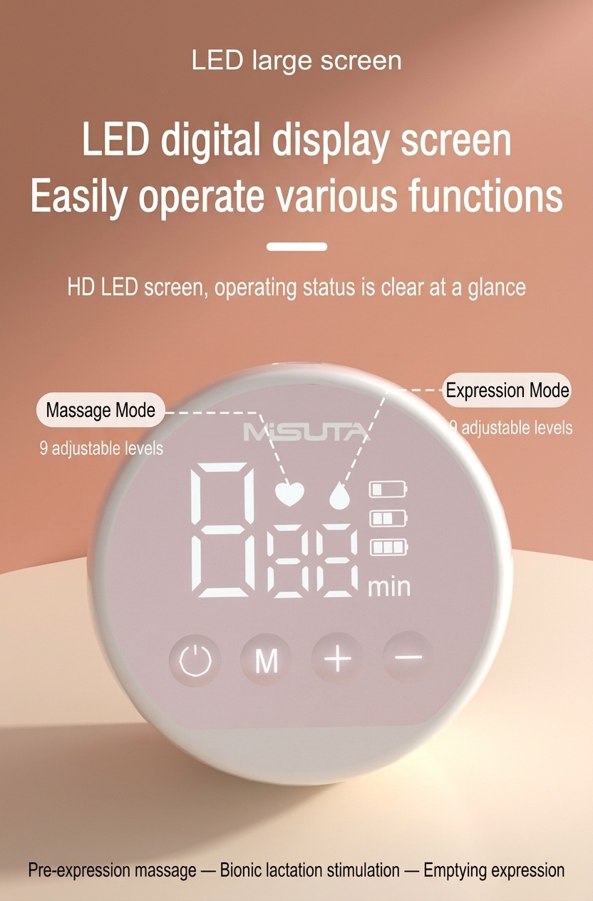 Tiralatte elettrico indossabile senza fili MISUTA, 180 ml, a mani libere, con modalità massaggio ed estrazione, batteria da 1200 mAh.