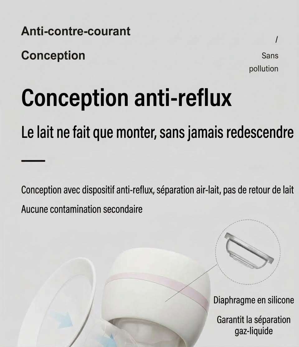 Tire-lait électrique portable sans fil MISUTA, 180 ml, mains libres, avec modes massage et expression, batterie 1200 mAh