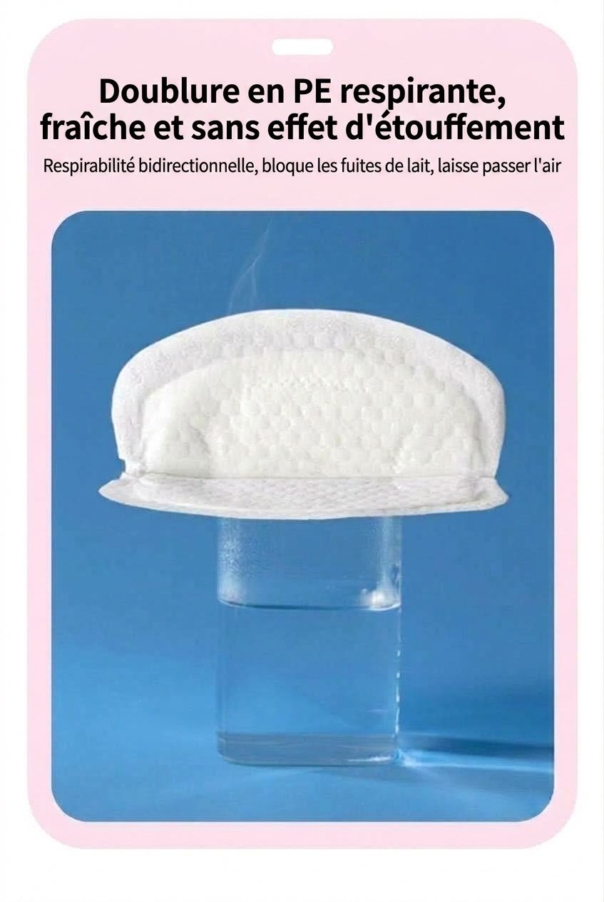 Coussinets d'allaitement jetables ultra-fins MISUTA, paquet de 100, respirants et dotés d'un noyau absorbant alvéolé anti-fuites.