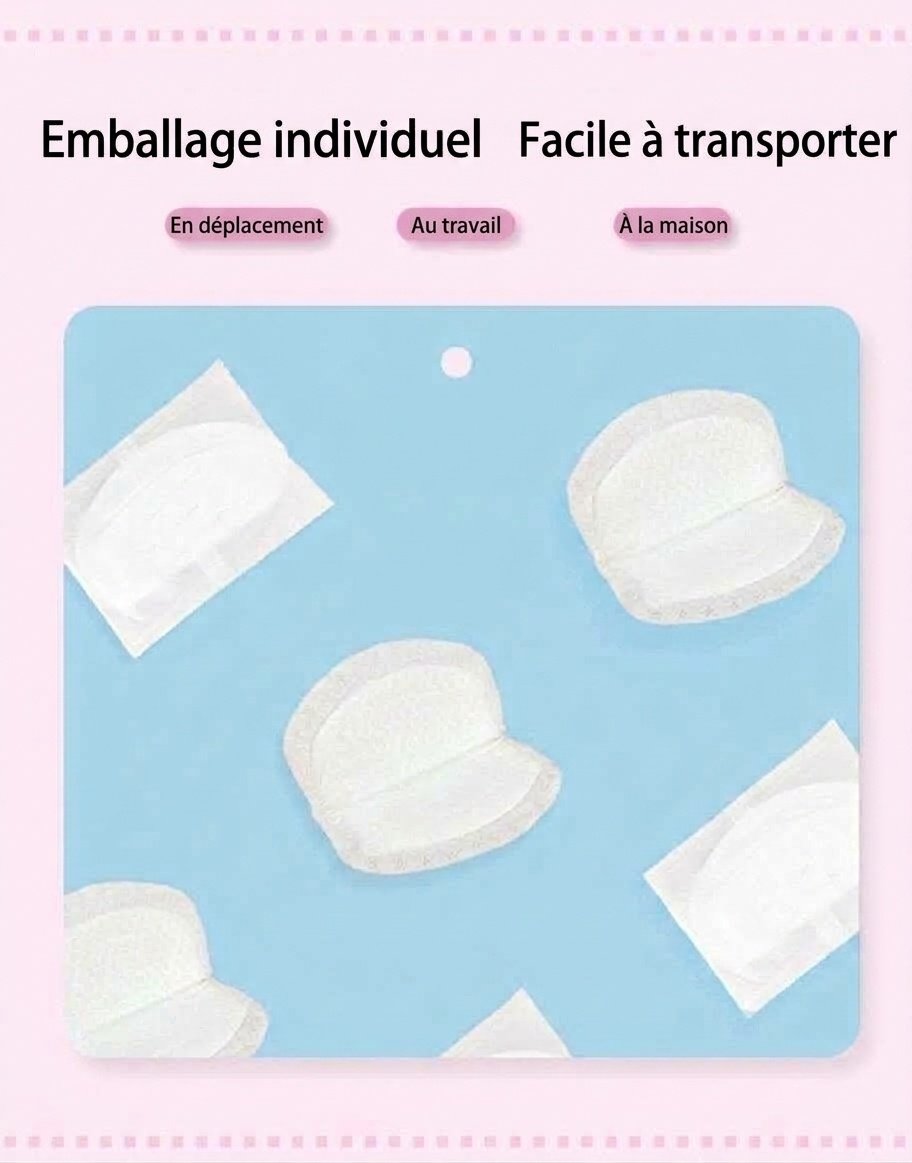 Coussinets d'allaitement jetables ultra-fins MISUTA, paquet de 100, respirants et dotés d'un noyau absorbant alvéolé anti-fuites.