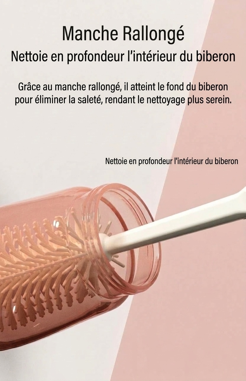 Ensemble de 3 goupillons en silicone MISUTA pour biberons, nettoyant anti-rayures avec goupillon pour tétine et goupillon pour paille, manche long