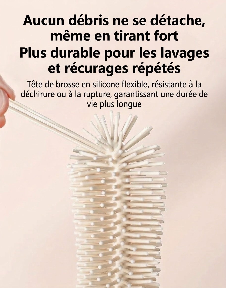 Ensemble de 3 goupillons en silicone MISUTA pour biberons, nettoyant anti-rayures avec goupillon pour tétine et goupillon pour paille, manche long