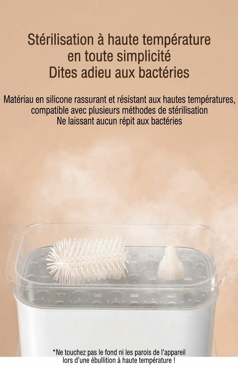 Ensemble de 3 goupillons en silicone MISUTA pour biberons, nettoyant anti-rayures avec goupillon pour tétine et goupillon pour paille, manche long