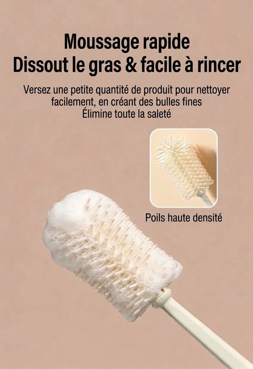 Ensemble de 3 goupillons en silicone MISUTA pour biberons, nettoyant anti-rayures avec goupillon pour tétine et goupillon pour paille, manche long