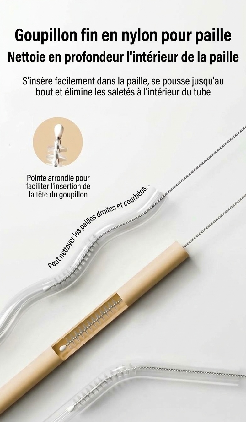 Ensemble de 3 goupillons en silicone MISUTA pour biberons, nettoyant anti-rayures avec goupillon pour tétine et goupillon pour paille, manche long